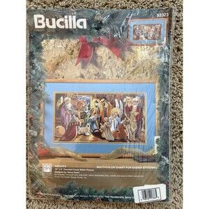 Nativity Counted Cross Stitch Picture Kit Bucilla Kooler Design 15" x 8" Vintage